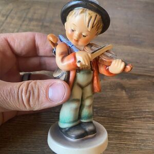 Hummel Goebel Vintage Little Fiddler Figurine Hummel Insignia On Edge Germany